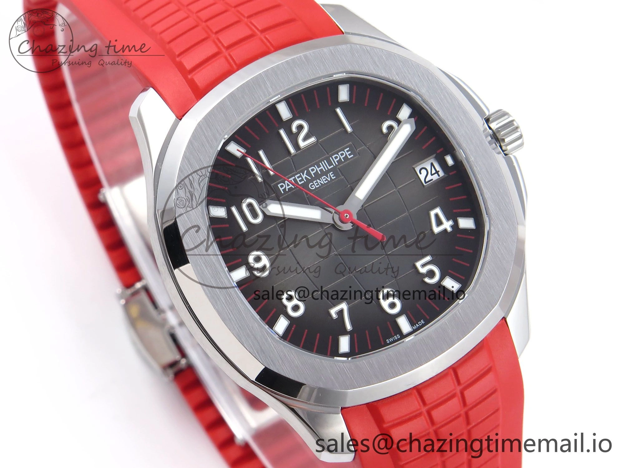 Aquanaut 5167A SS 3KF Best Edition Gray Dial on Red Rubber Strap A324 Super Clone