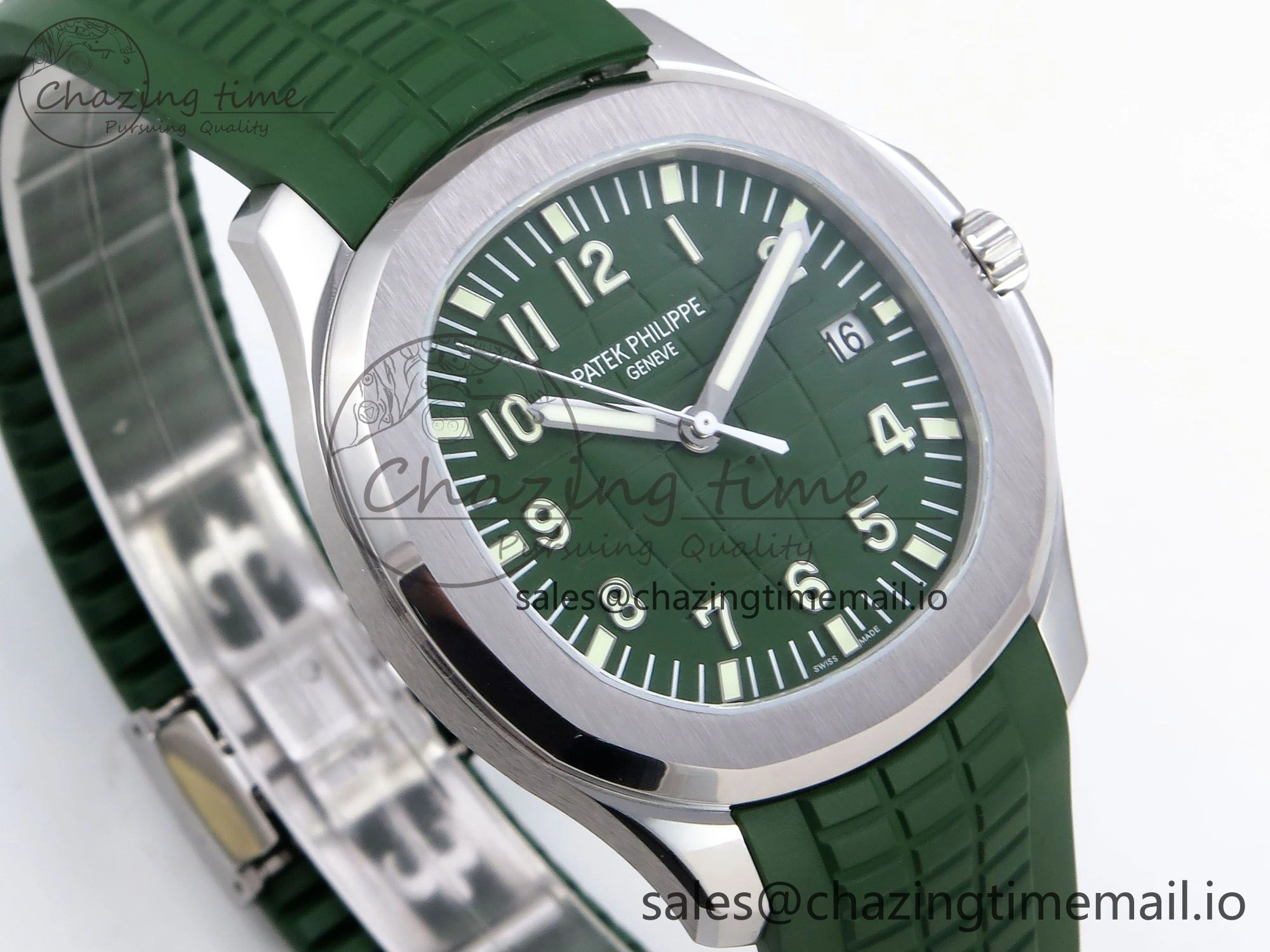 Aquanaut 5167A SS ZF 1:1 Best Edition Green Dial on Green Rubber Strap 330CS V2