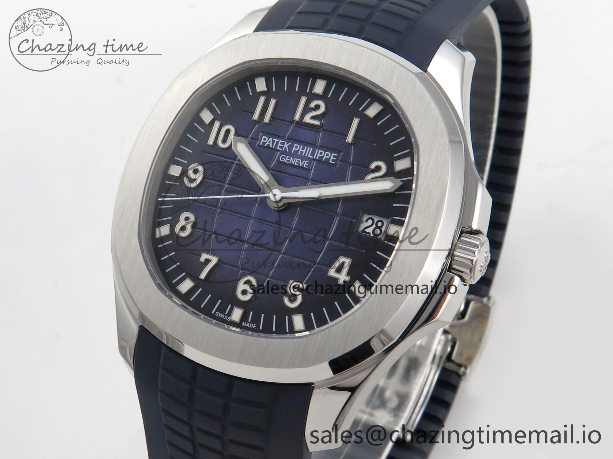 Aquanaut 5168G 42mm SS APWF 1:1 Best Edition Blue Dial on Blue Rubber Strap A324 Super Clone (Weighted)
