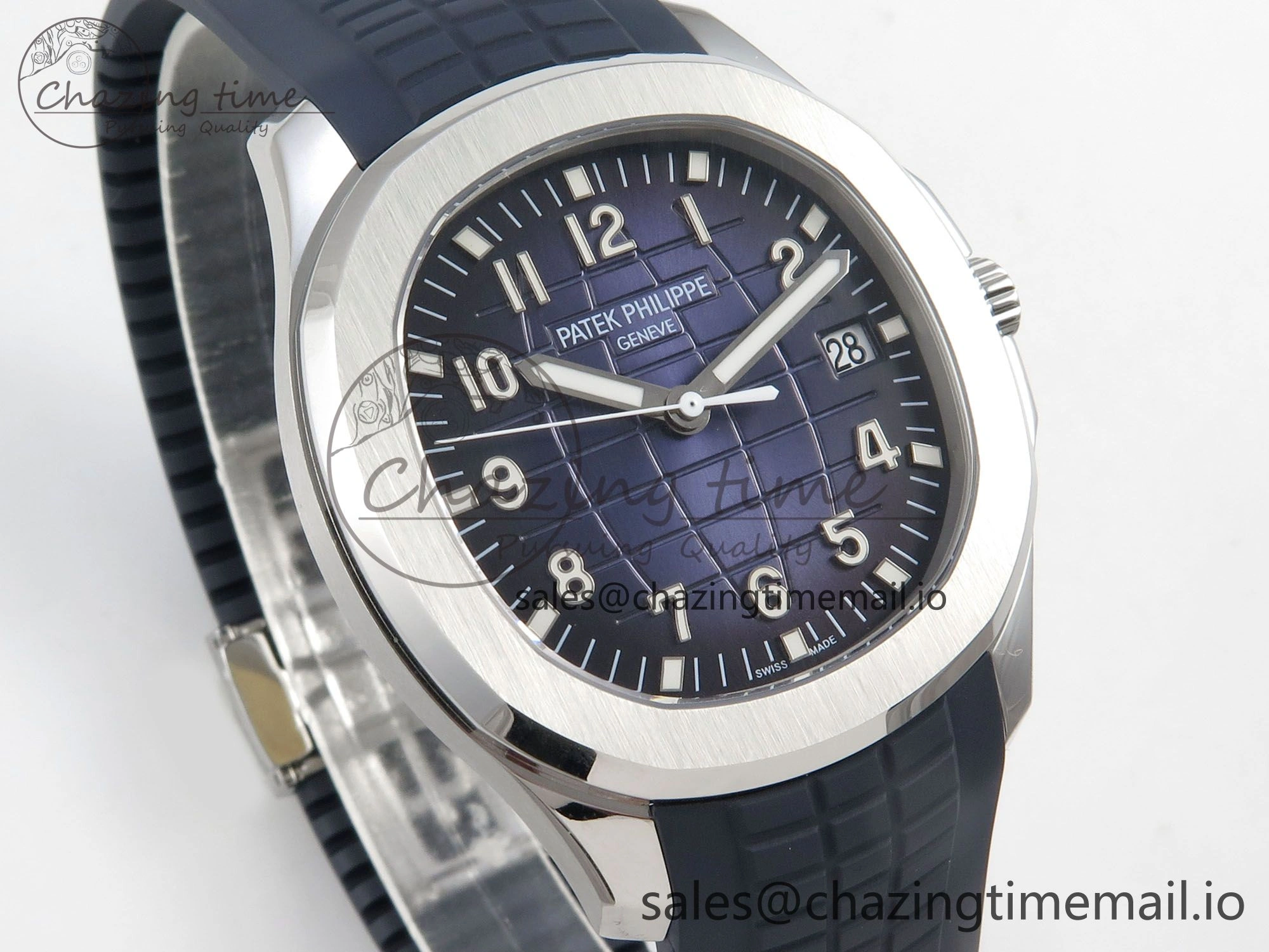 Aquanaut 5168G 42mm SS APWF 1:1 Best Edition Blue Dial on Blue Rubber Strap A324 Super Clone (Weighted)
