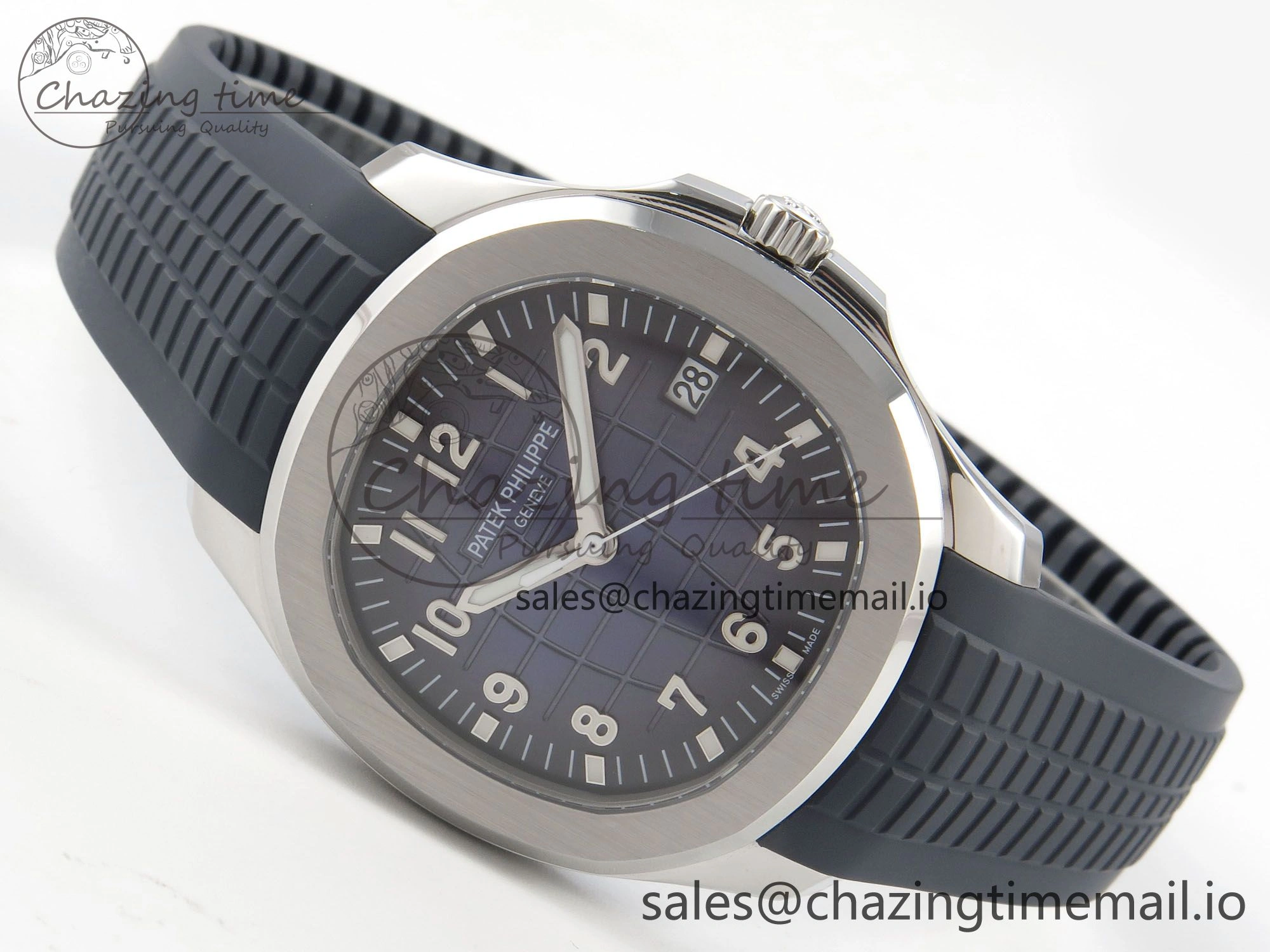 Aquanaut 5168G 42mm SS APWF 1:1 Best Edition Blue Dial on Blue Rubber Strap A324 Super Clone (Weighted)