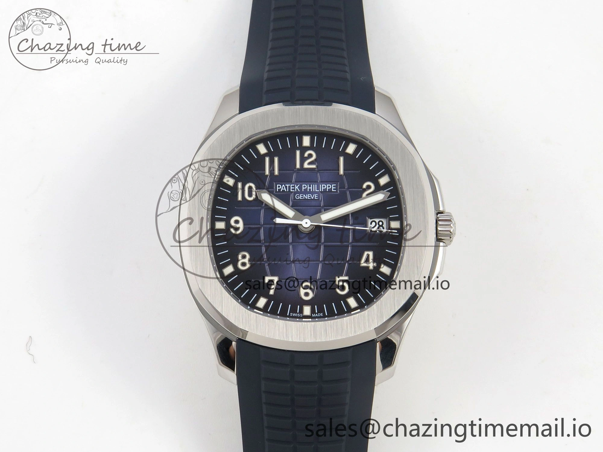 Aquanaut 5168G 42mm SS APWF 1:1 Best Edition Blue Dial on Blue Rubber Strap A324 Super Clone (Weighted)
