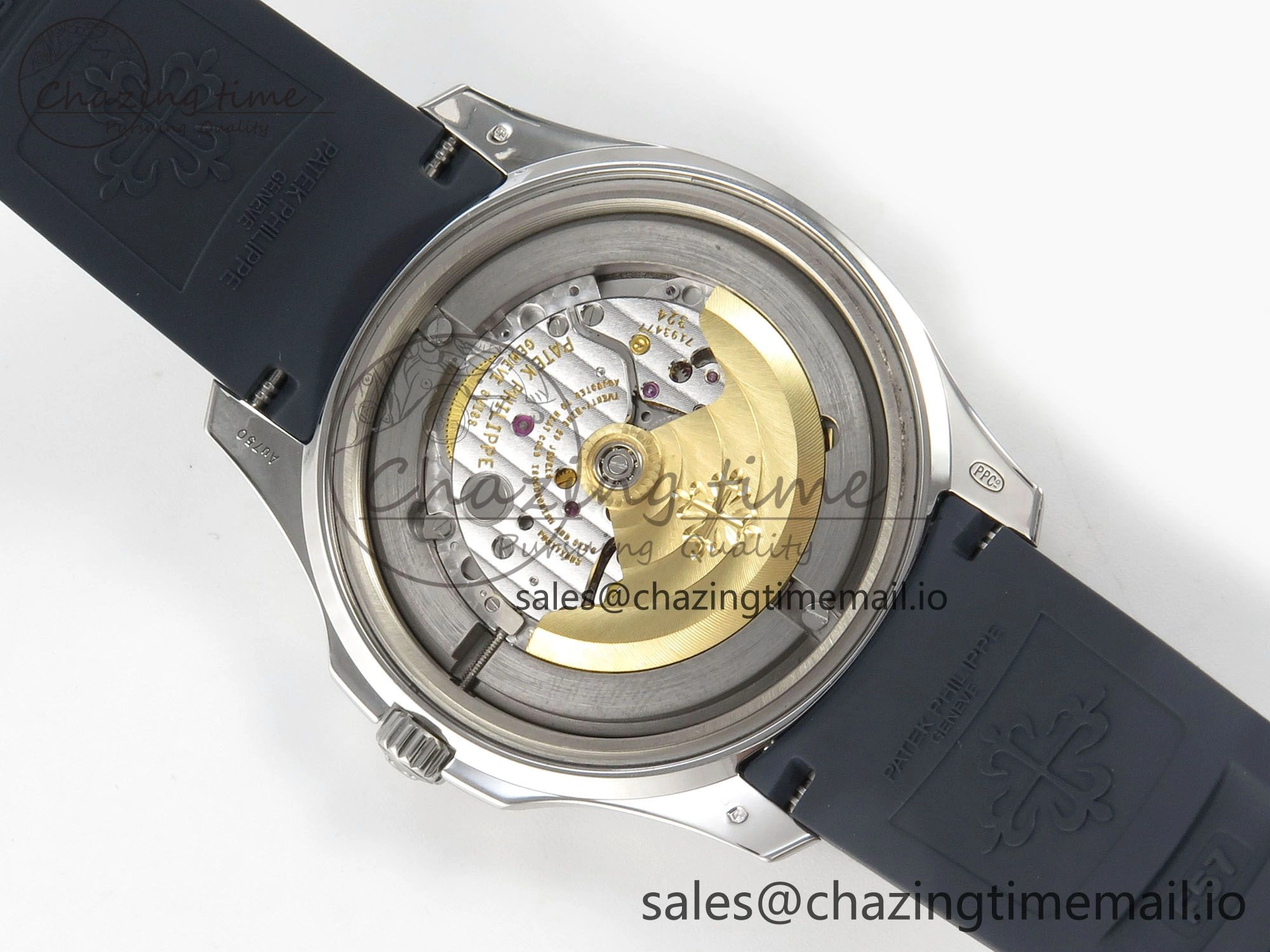 Aquanaut 5168G 42mm SS APWF 1:1 Best Edition Blue Dial on Blue Rubber Strap A324 Super Clone (Weighted)