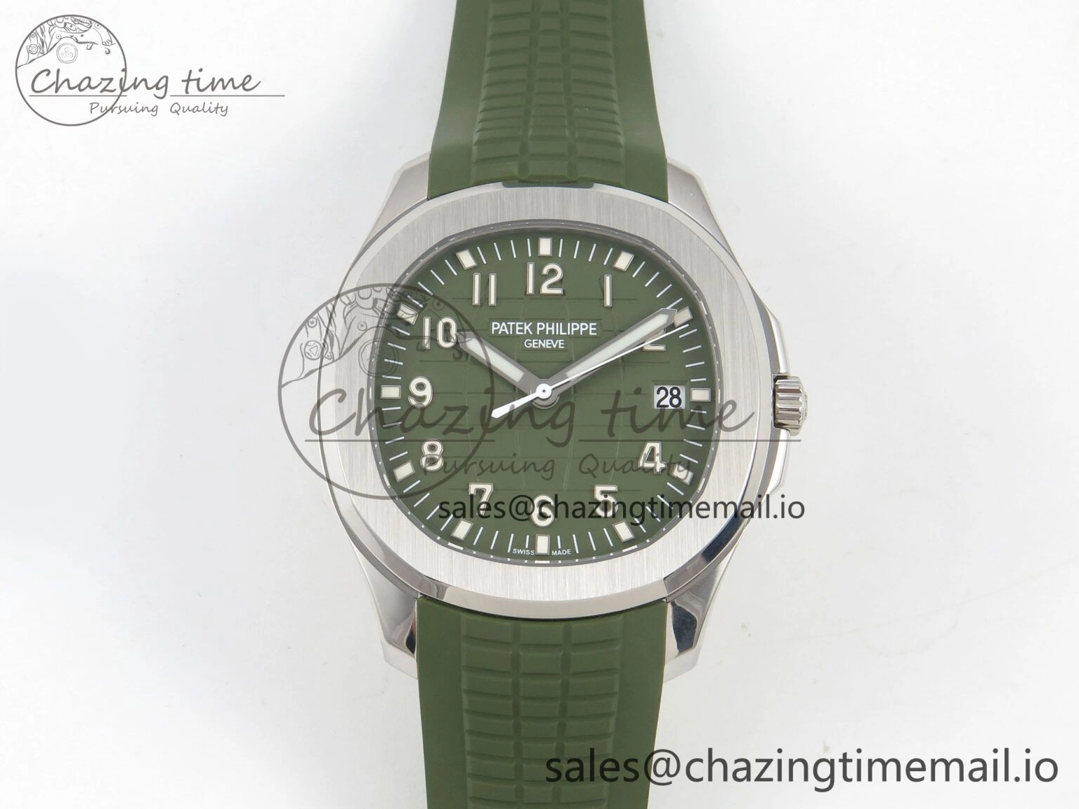 Aquanaut 5168G 42mm SS APWF 1:1 Best Edition Green Dial on Green Rubber Strap A324 Super Clone (Weighted)