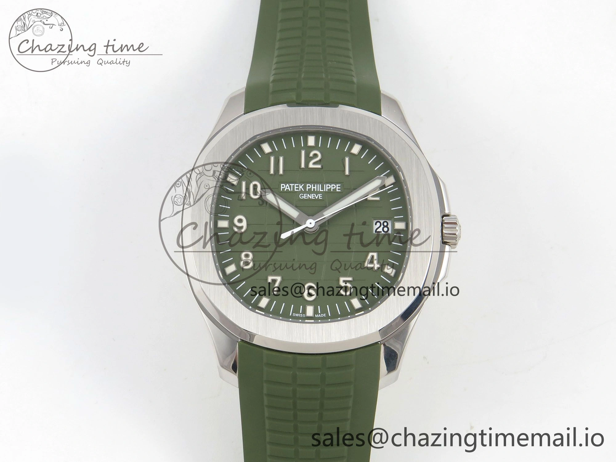 Aquanaut 5168G 42mm SS APWF 1:1 Best Edition Green Dial on Green Rubber Strap A324 Super Clone (Weighted)