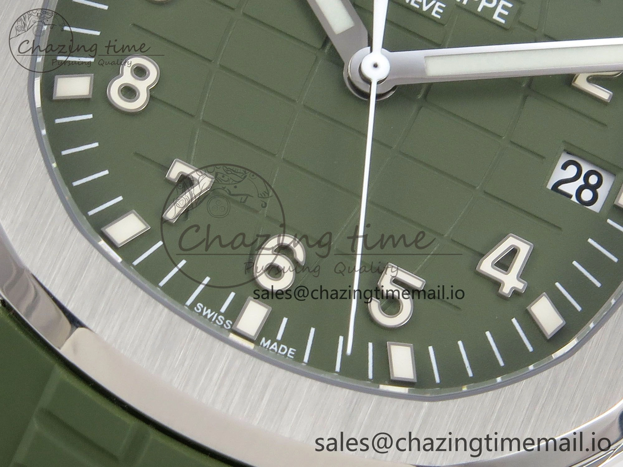 Aquanaut 5168G 42mm SS APWF 1:1 Best Edition Green Dial on Green Rubber Strap A324 Super Clone (Weighted)