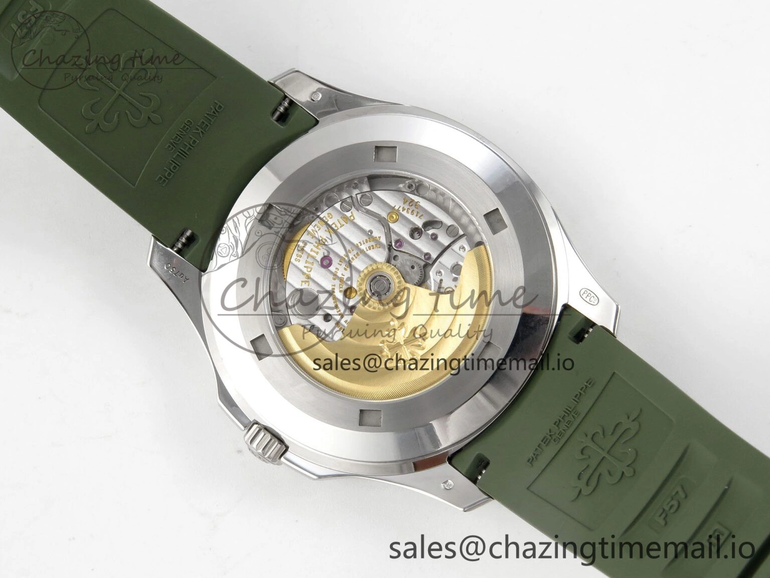 Aquanaut 5168G 42mm SS APWF 1:1 Best Edition Green Dial on Green Rubber Strap A324 Super Clone (Weighted)