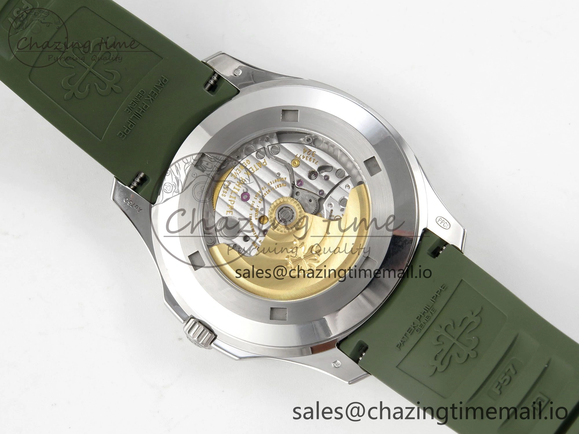 Aquanaut 5168G 42mm SS APWF 1:1 Best Edition Green Dial on Green Rubber Strap A324 Super Clone (Weighted)