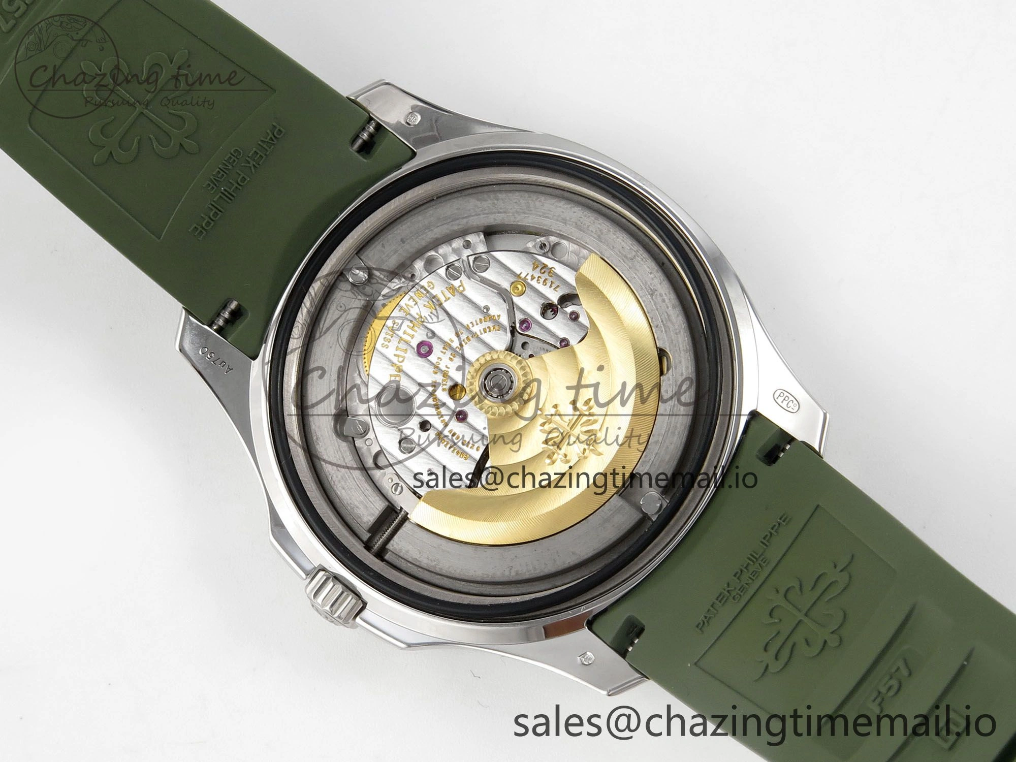 Aquanaut 5168G 42mm SS APWF 1:1 Best Edition Green Dial on Green Rubber Strap A324 Super Clone (Weighted)