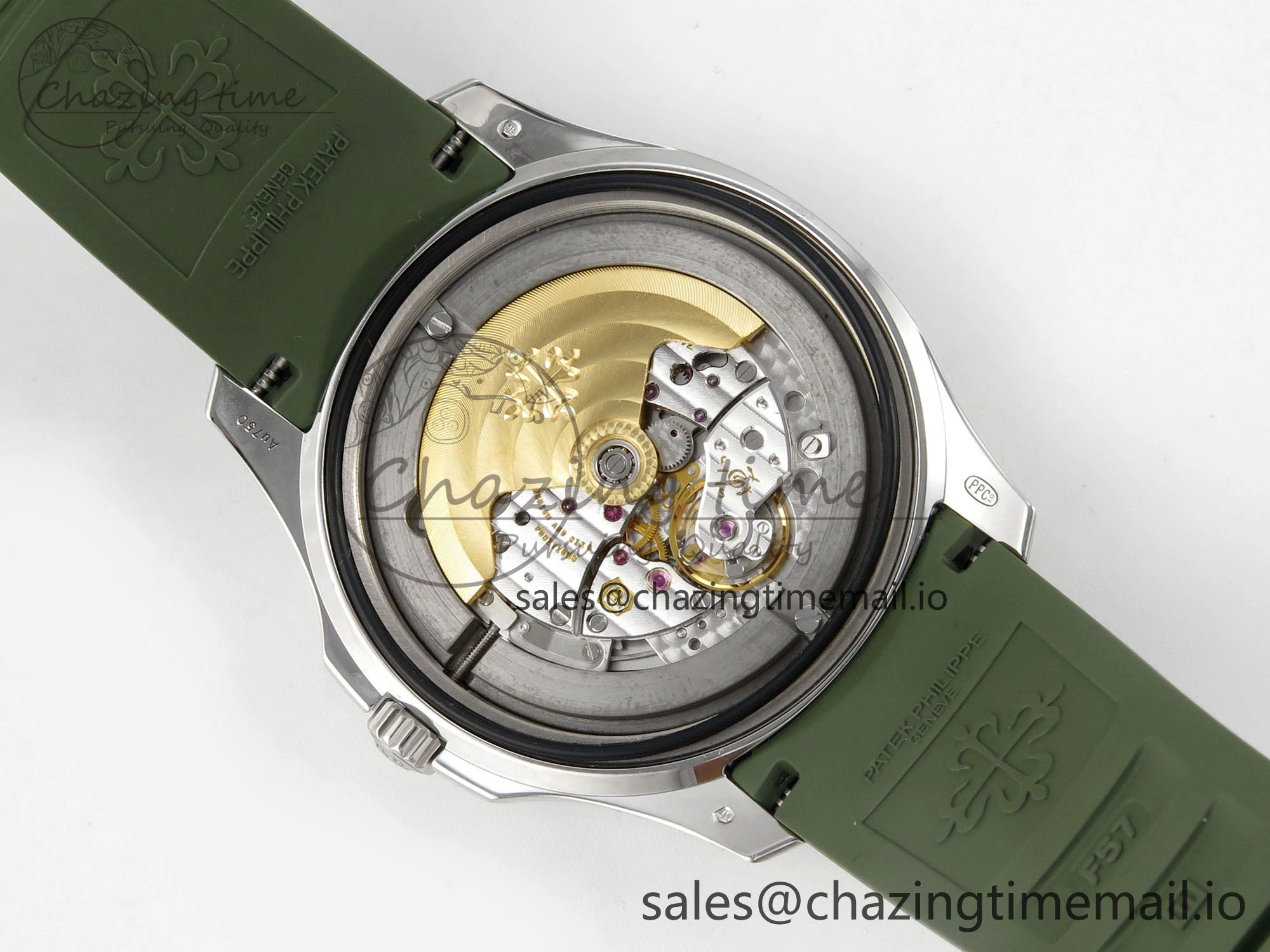 Aquanaut 5168G 42mm SS APWF 1:1 Best Edition Green Dial on Green Rubber Strap A324 Super Clone (Weighted)