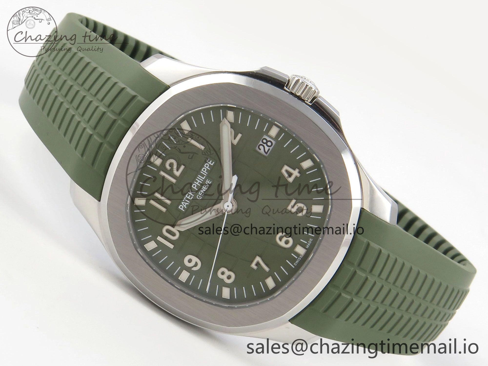 Aquanaut 5168G 42mm SS APWF 1:1 Best Edition Green Dial on Green Rubber Strap A324 Super Clone (Weighted)