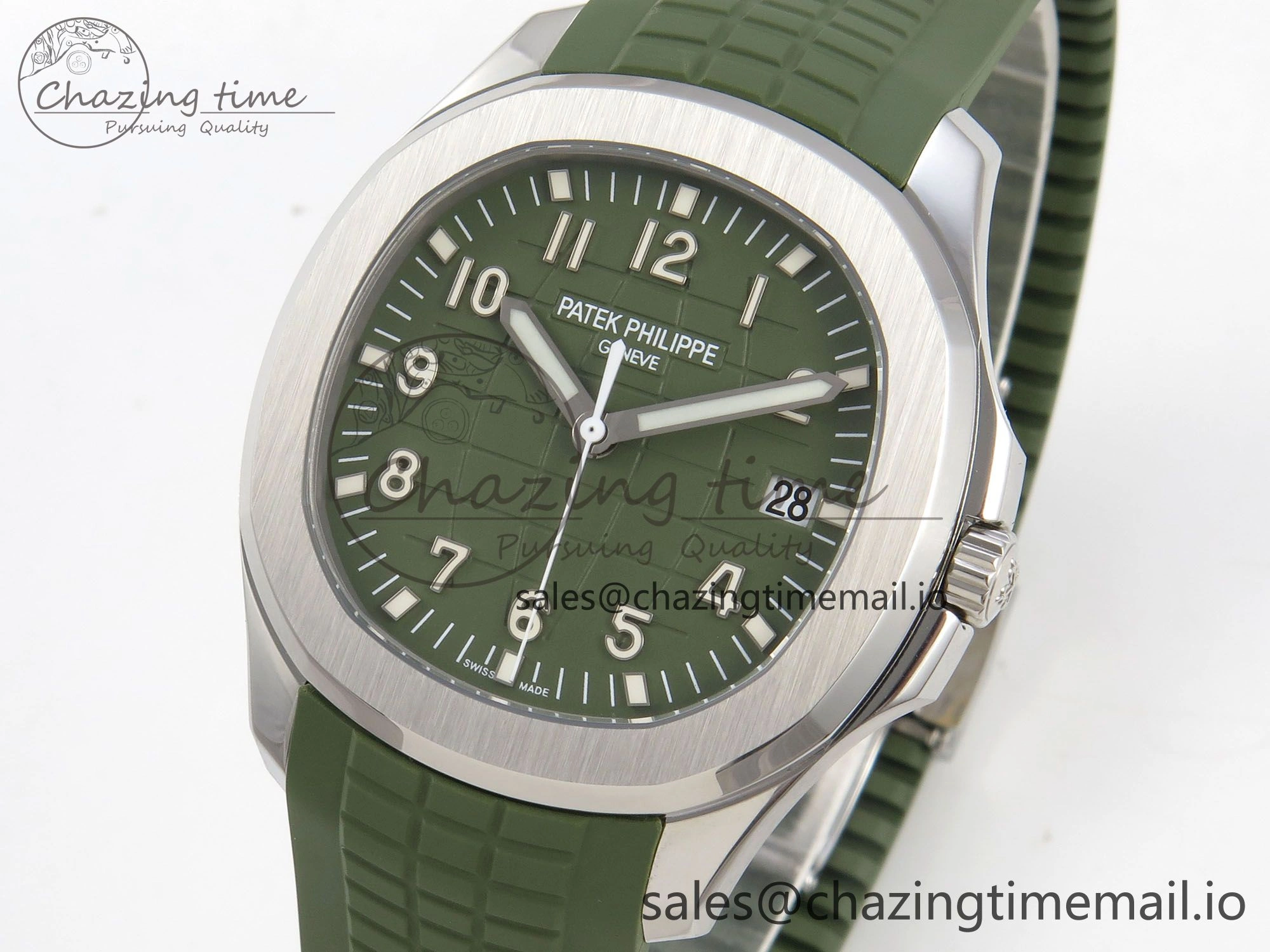 Aquanaut 5168G 42mm SS APWF 1:1 Best Edition Green Dial on Green Rubber Strap A324 Super Clone (Weighted)