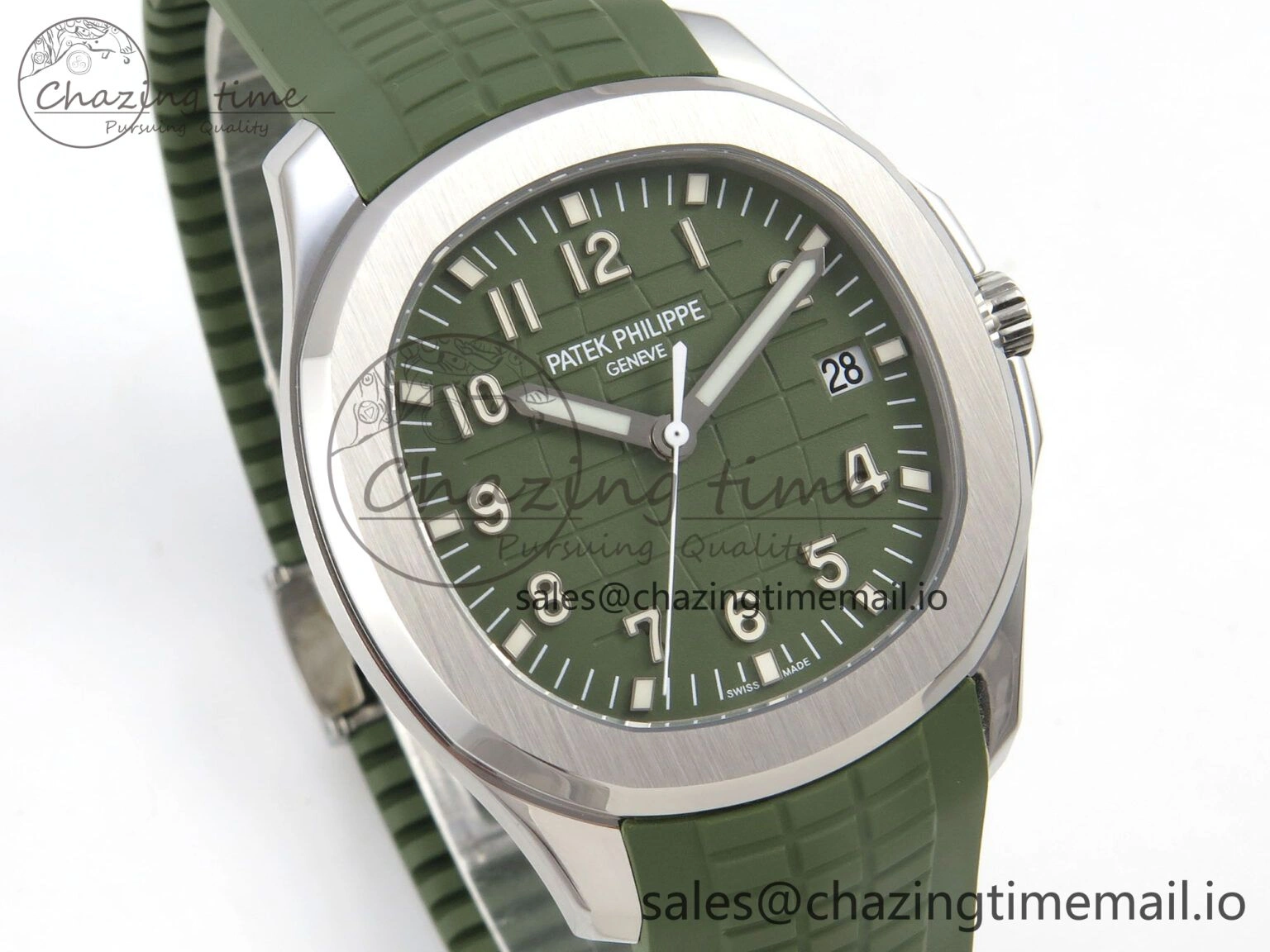 Aquanaut 5168G 42mm SS APWF 1:1 Best Edition Green Dial on Green Rubber Strap A324 Super Clone (Weighted)