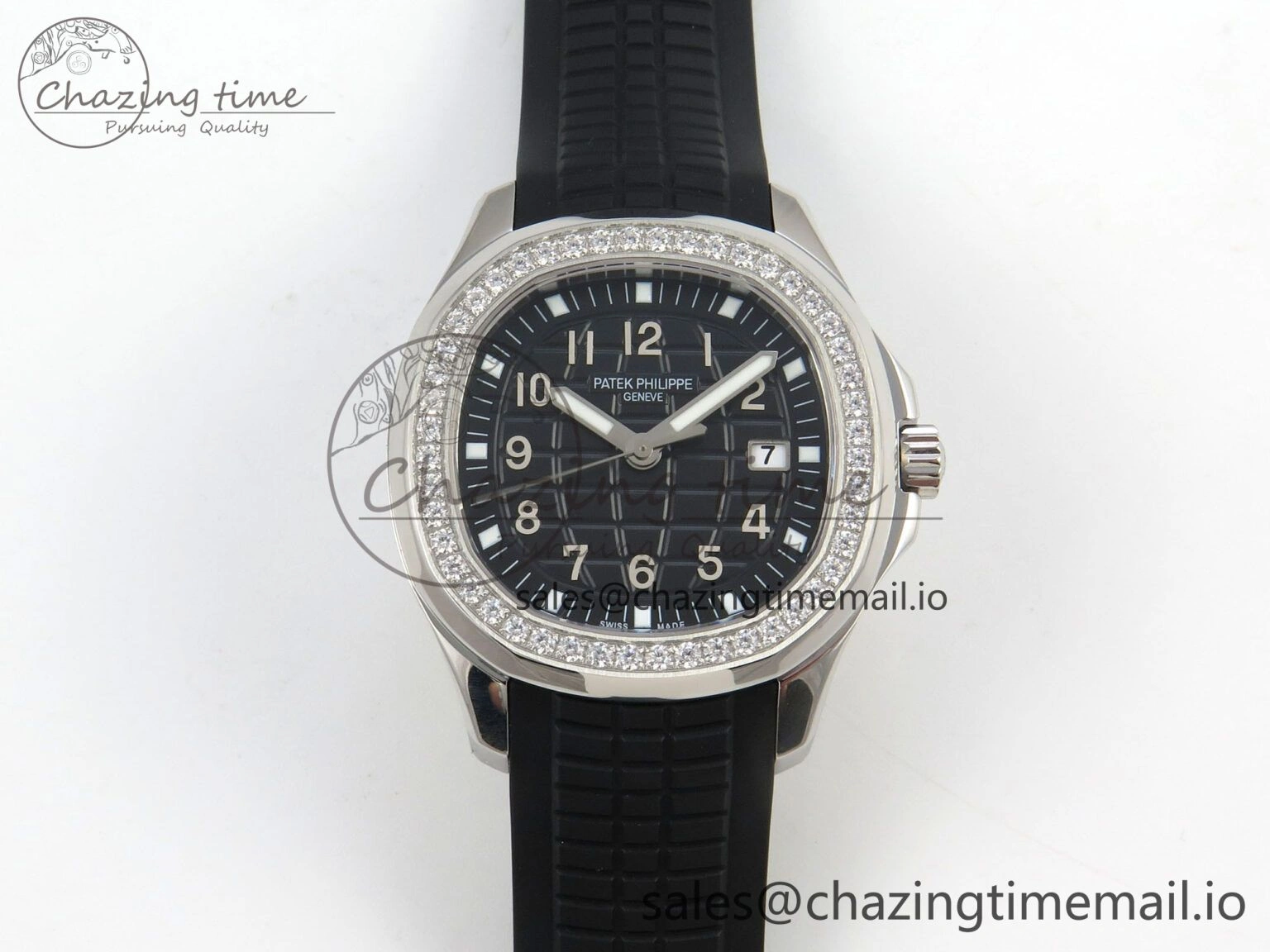Aquanaut 5267 SS PPF 1:1 Best Edition Black Textured Dial On Black Rubber Strap Ronda Quartz