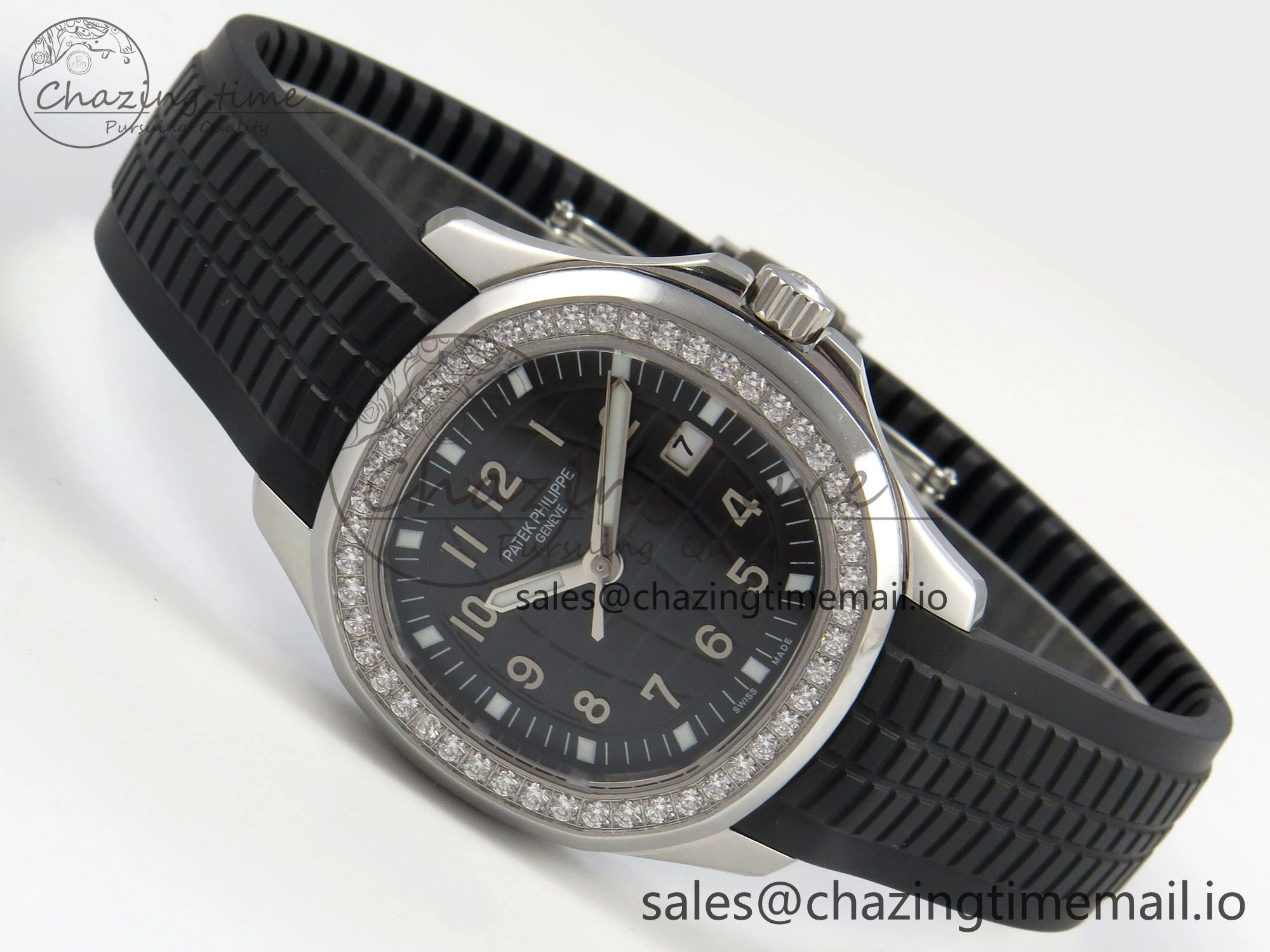 Aquanaut 5267 SS PPF 1:1 Best Edition Black Textured Dial On Black Rubber Strap Ronda Quartz