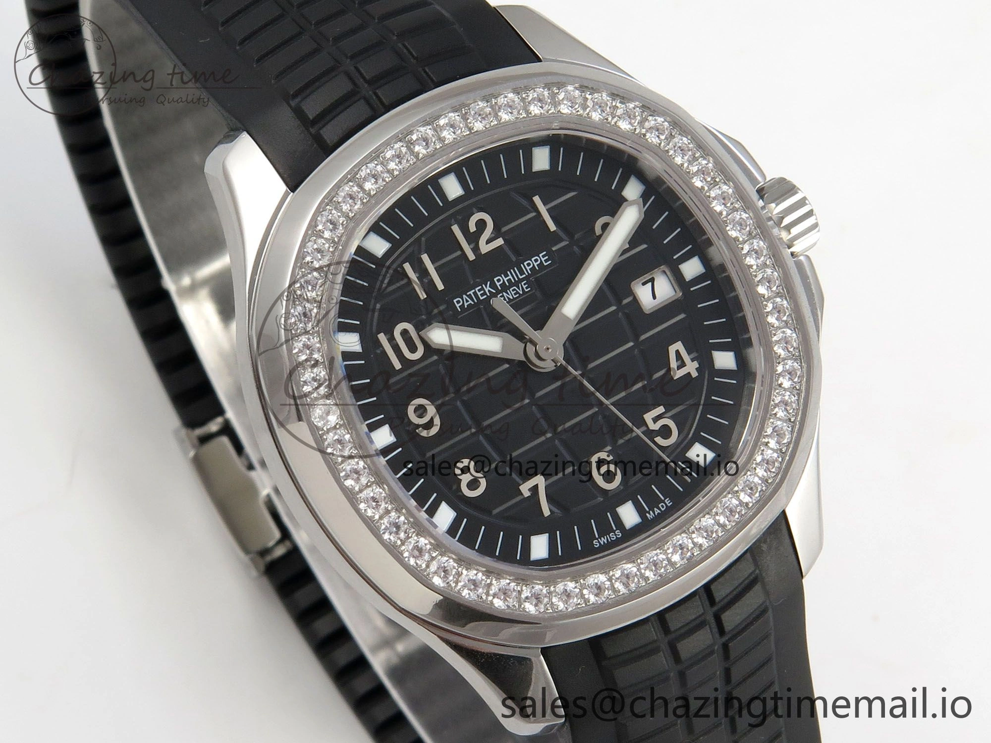 Aquanaut 5267 SS PPF 1:1 Best Edition Black Textured Dial On Black Rubber Strap Ronda Quartz