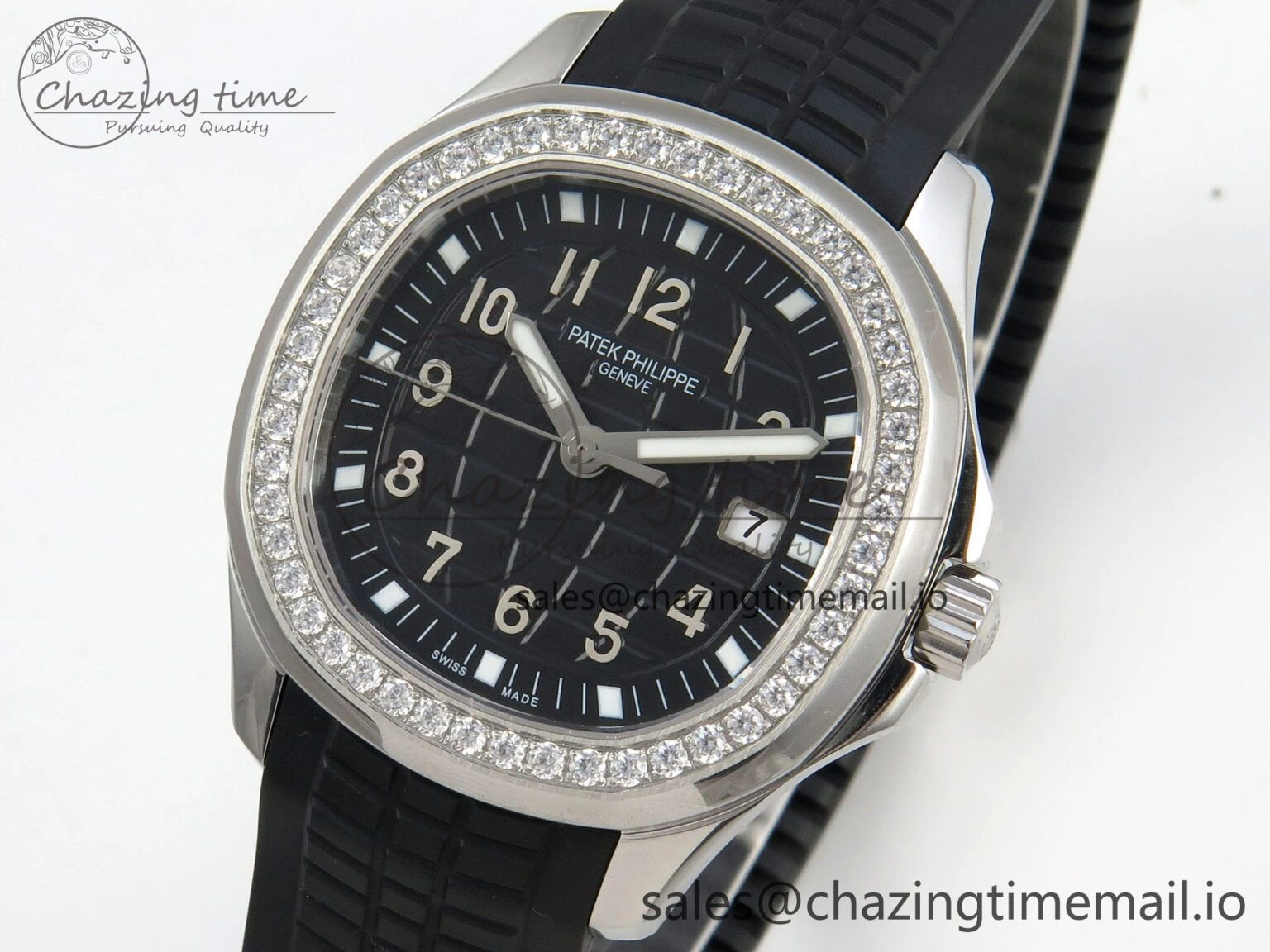 Aquanaut 5267 SS PPF 1:1 Best Edition Black Textured Dial On Black Rubber Strap Ronda Quartz