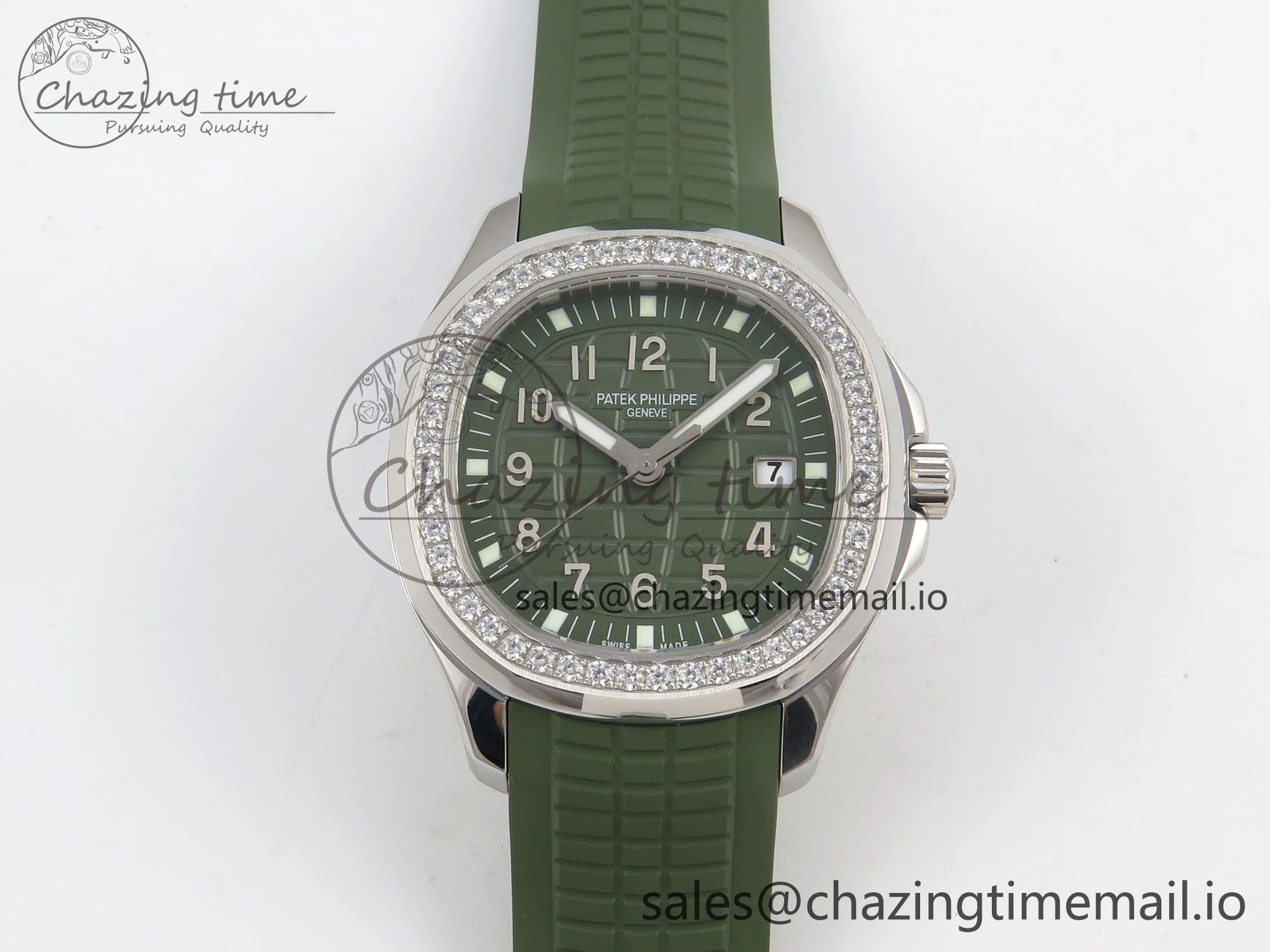 Aquanaut 5267 SS PPF 1:1 Best Edition Green Textured Dial On Green Rubber Strap Ronda Quartz