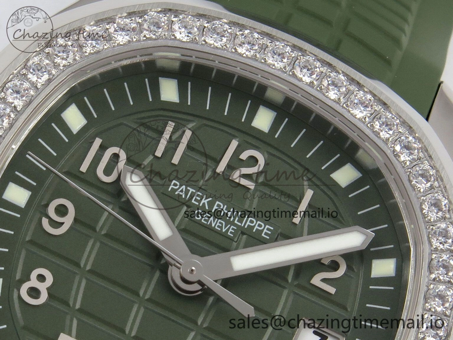 Aquanaut 5267 SS PPF 1:1 Best Edition Green Textured Dial On Green Rubber Strap Ronda Quartz