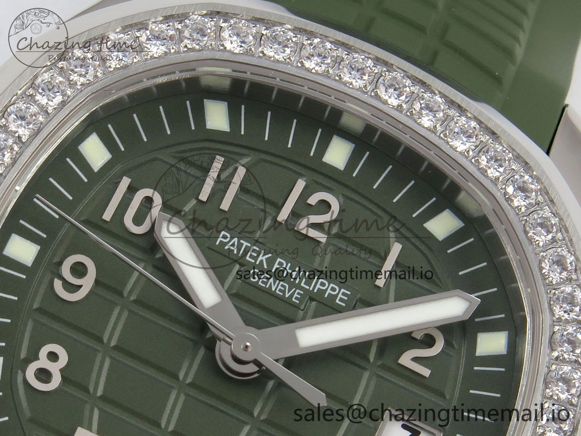 Aquanaut 5267 SS PPF 1:1 Best Edition Green Textured Dial On Green Rubber Strap Ronda Quartz