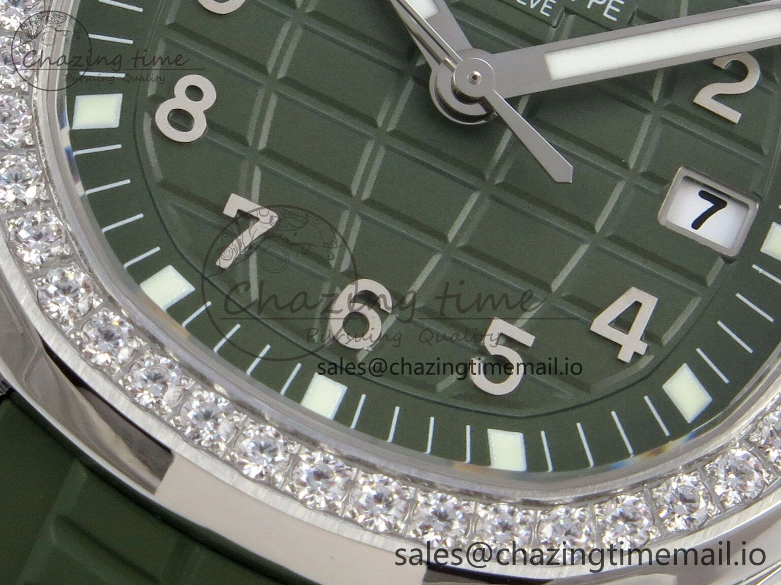Aquanaut 5267 SS PPF 1:1 Best Edition Green Textured Dial On Green Rubber Strap Ronda Quartz