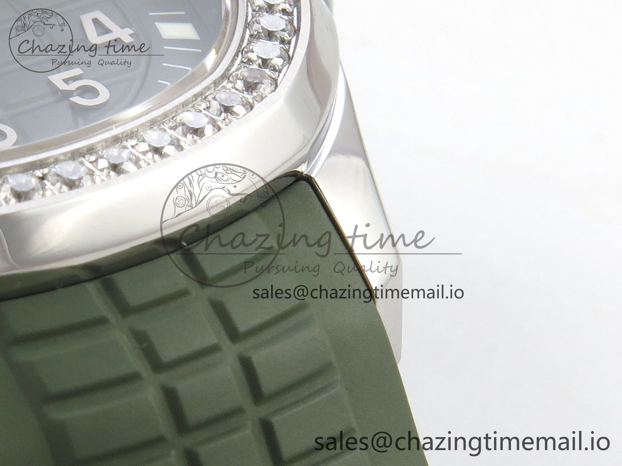 Aquanaut 5267 SS PPF 1:1 Best Edition Green Textured Dial On Green Rubber Strap Ronda Quartz