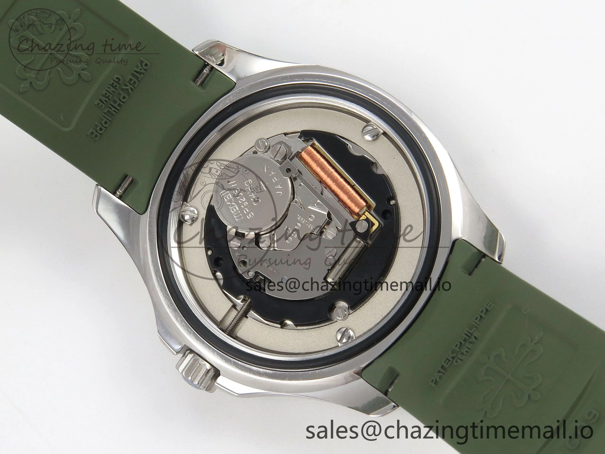 Aquanaut 5267 SS PPF 1:1 Best Edition Green Textured Dial On Green Rubber Strap Ronda Quartz