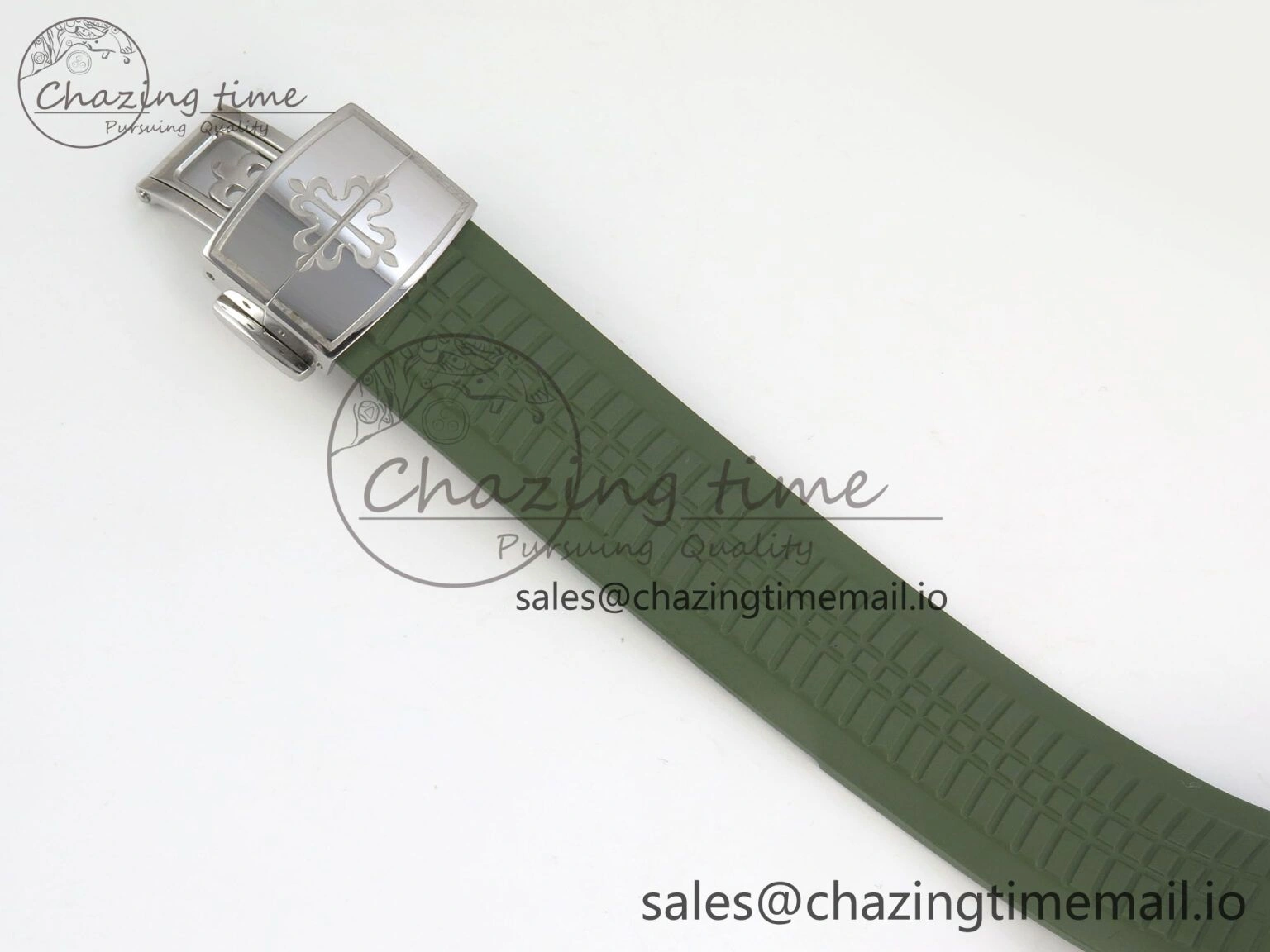 Aquanaut 5267 SS PPF 1:1 Best Edition Green Textured Dial On Green Rubber Strap Ronda Quartz