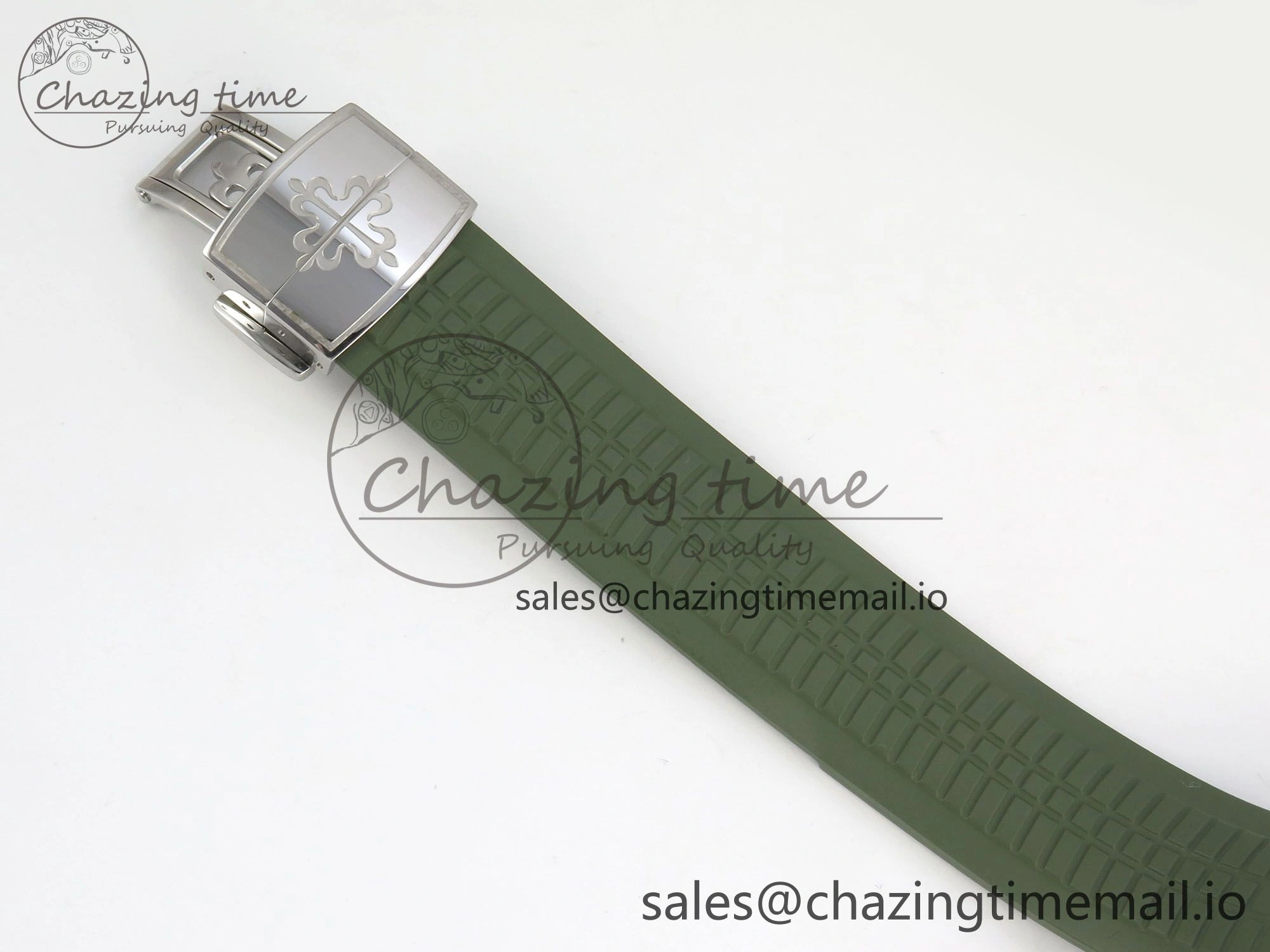 Aquanaut 5267 SS PPF 1:1 Best Edition Green Textured Dial On Green Rubber Strap Ronda Quartz
