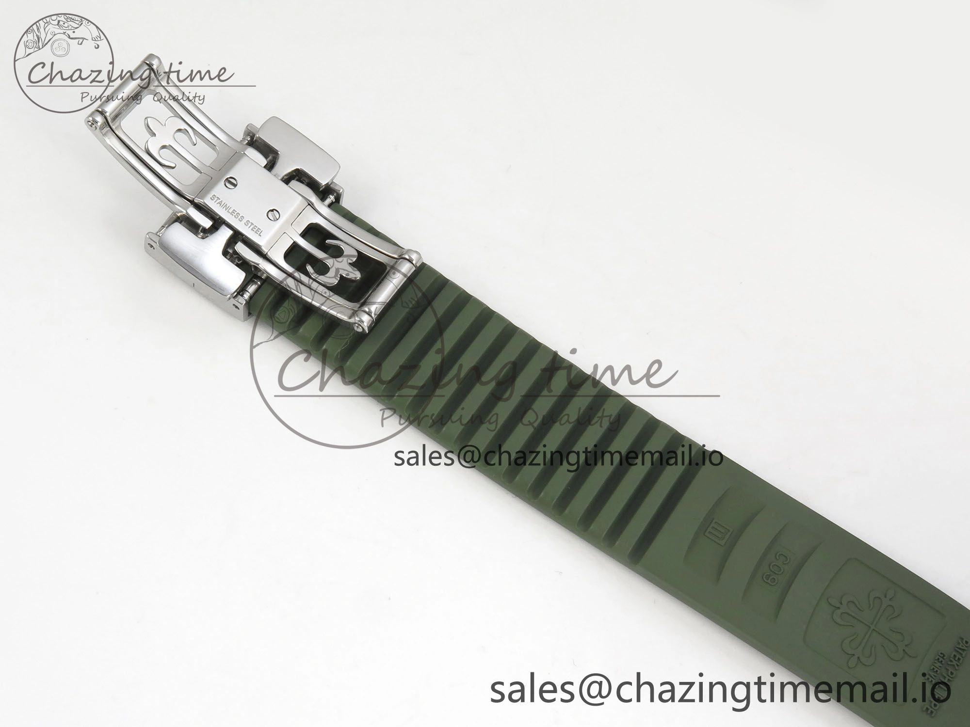 Aquanaut 5267 SS PPF 1:1 Best Edition Green Textured Dial On Green Rubber Strap Ronda Quartz