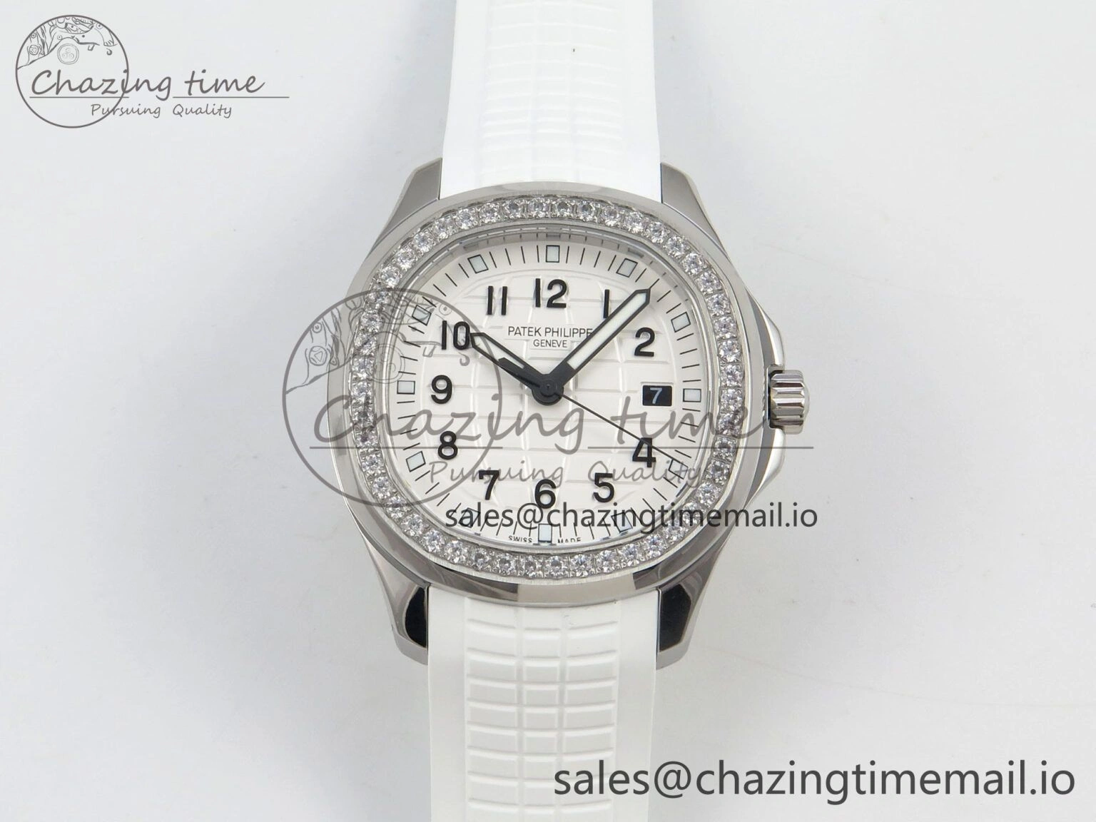 Aquanaut 5267 SS PPF 1:1 Best Edition White Textured Dial On White Rubber Strap Ronda Quartz
