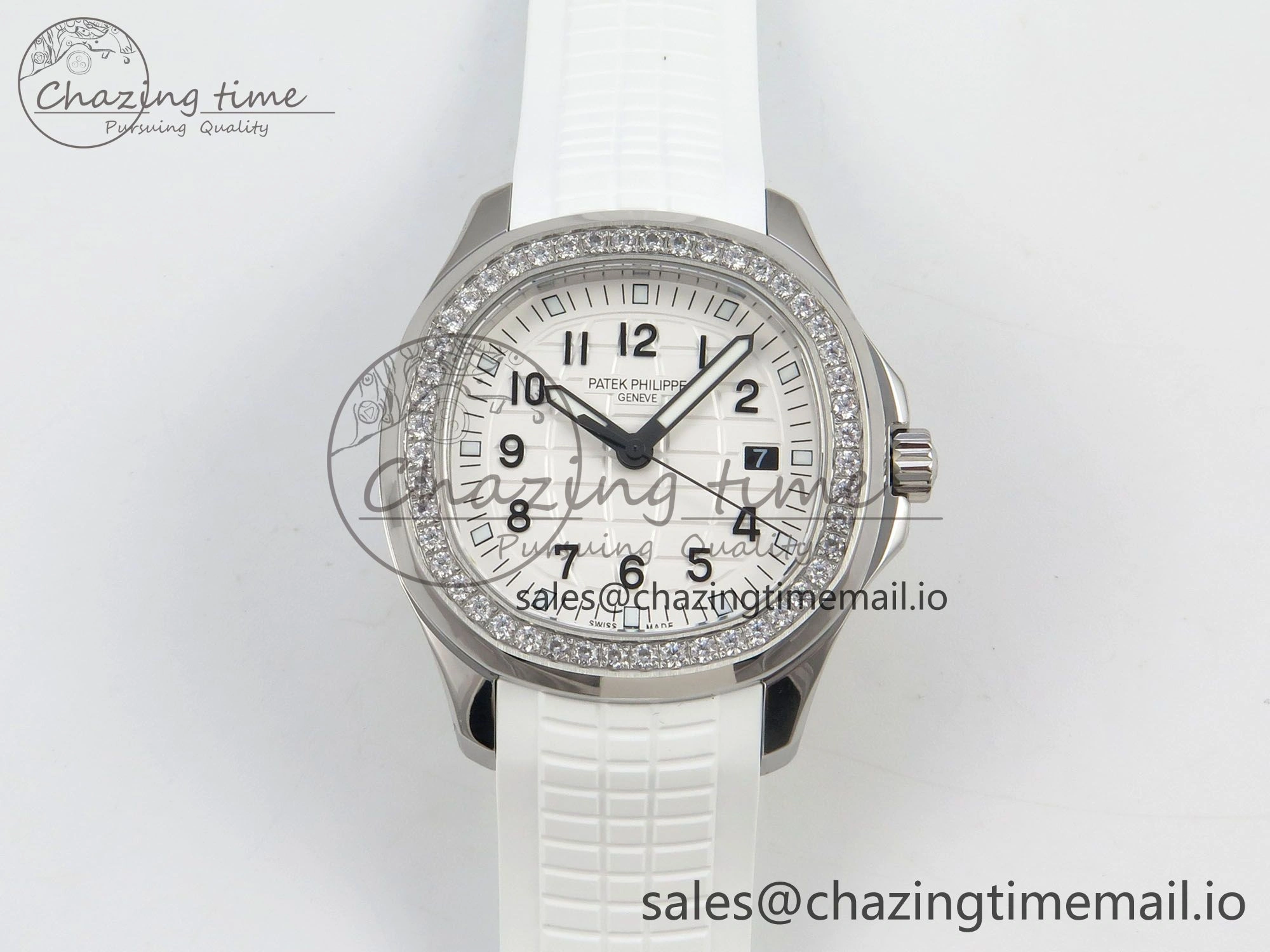 Aquanaut 5267 SS PPF 1:1 Best Edition White Textured Dial On White Rubber Strap Ronda Quartz