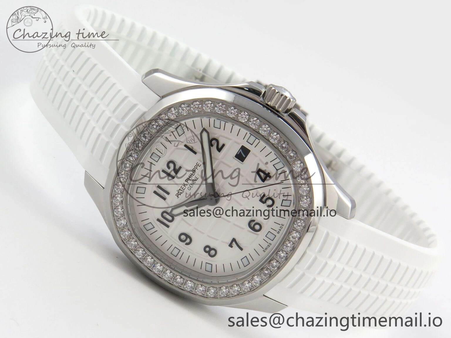 Aquanaut 5267 SS PPF 1:1 Best Edition White Textured Dial On White Rubber Strap Ronda Quartz
