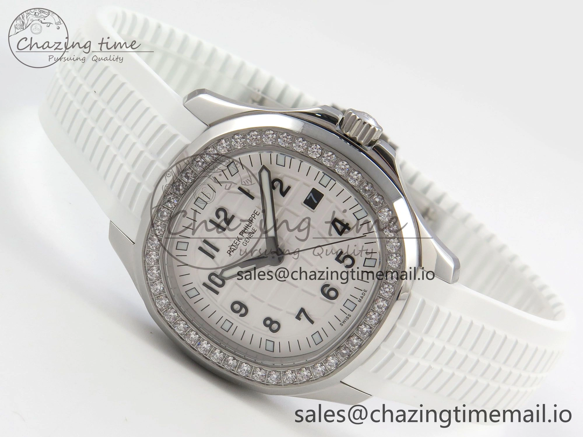 Aquanaut 5267 SS PPF 1:1 Best Edition White Textured Dial On White Rubber Strap Ronda Quartz