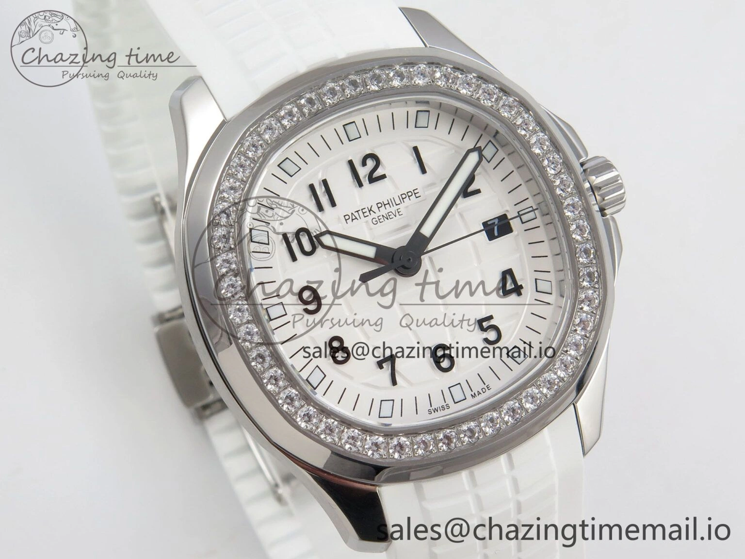 Aquanaut 5267 SS PPF 1:1 Best Edition White Textured Dial On White Rubber Strap Ronda Quartz