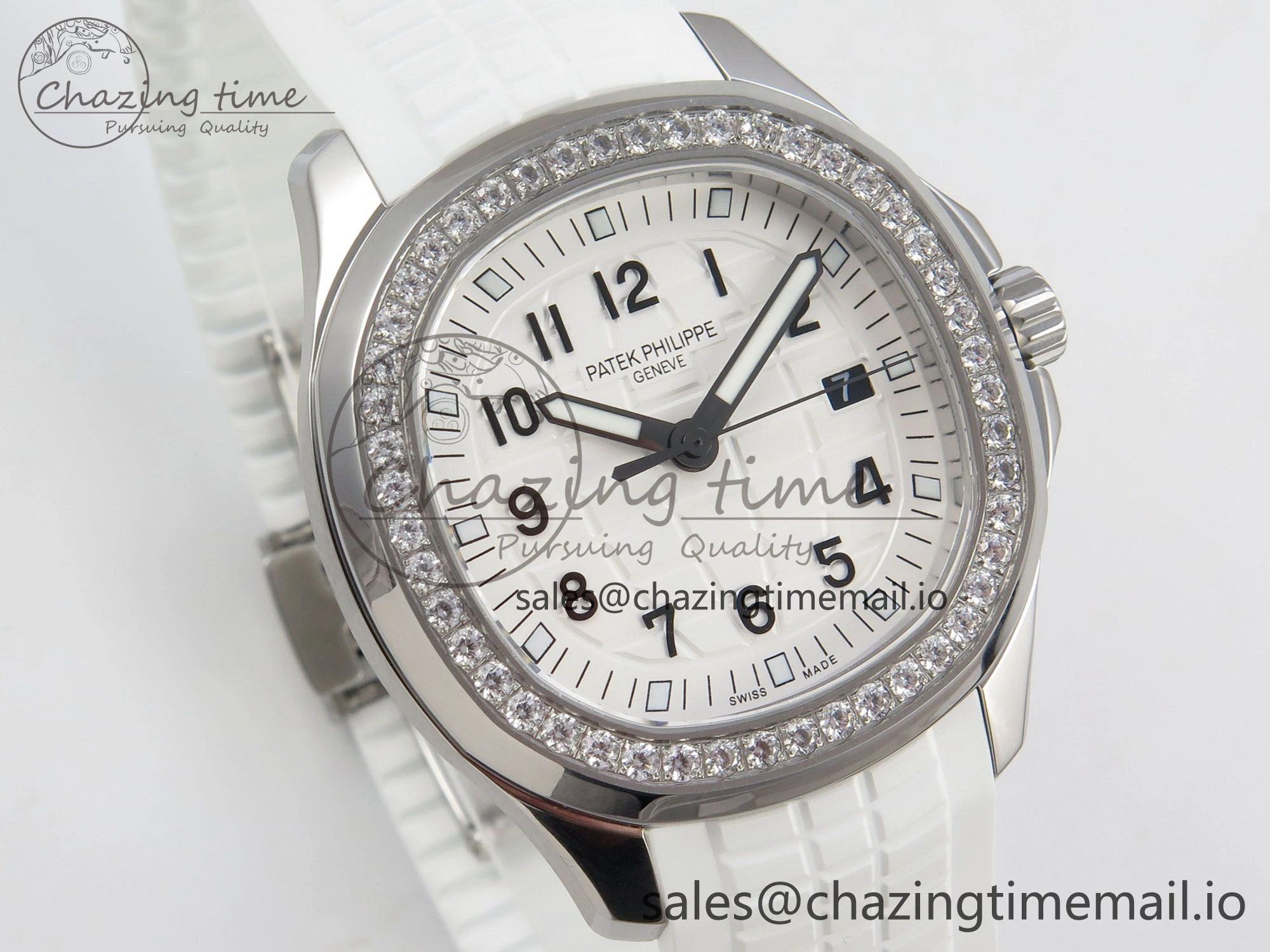 Aquanaut 5267 SS PPF 1:1 Best Edition White Textured Dial On White Rubber Strap Ronda Quartz