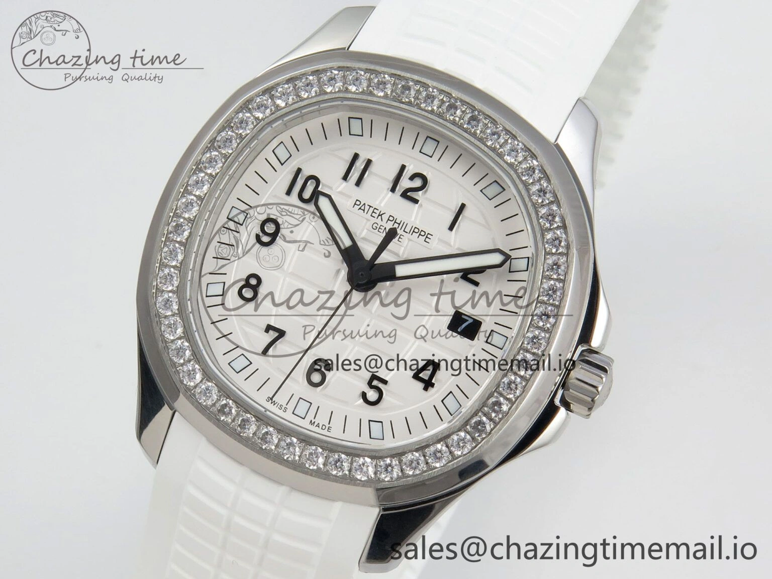 Aquanaut 5267 SS PPF 1:1 Best Edition White Textured Dial On White Rubber Strap Ronda Quartz