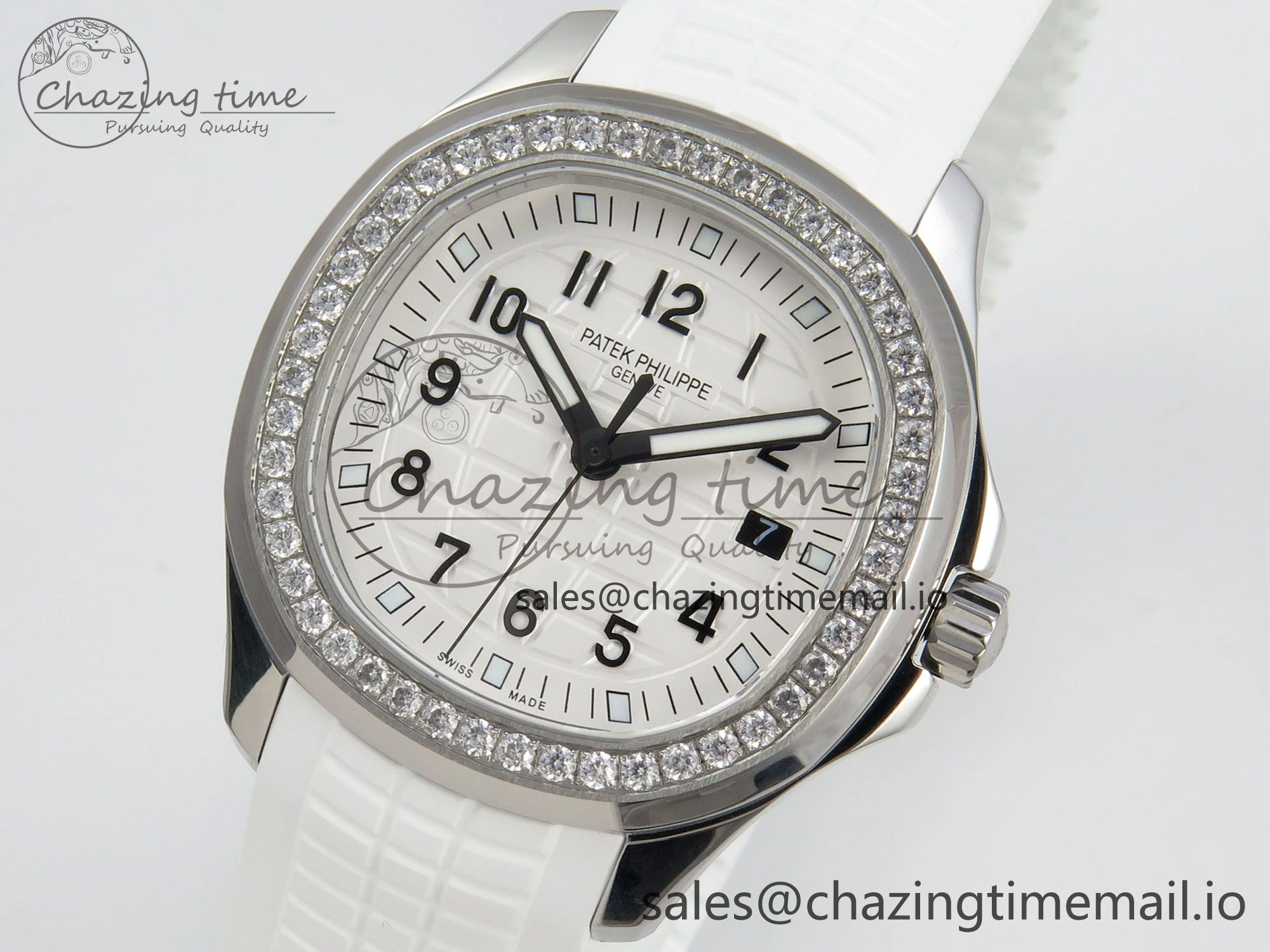 Aquanaut 5267 SS PPF 1:1 Best Edition White Textured Dial On White Rubber Strap Ronda Quartz