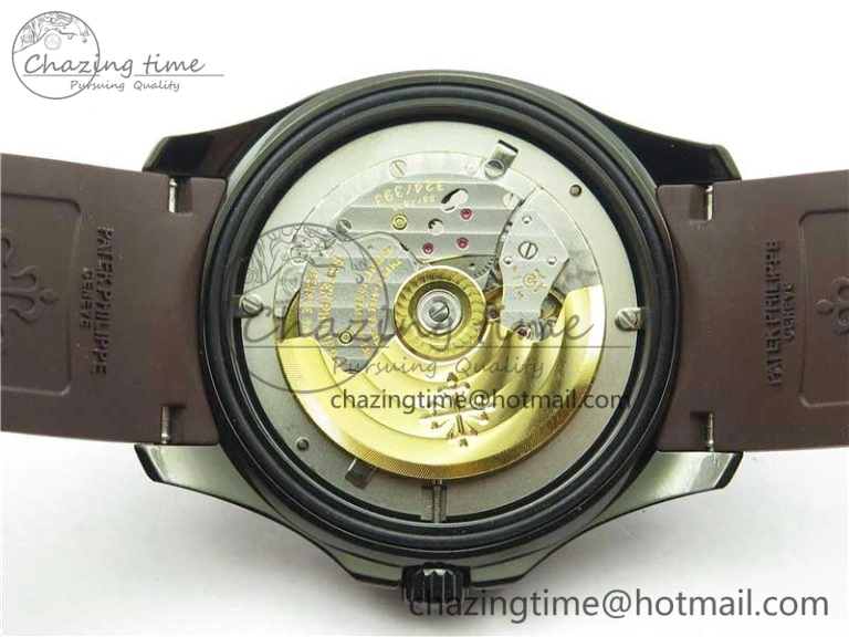 Aquanaut Black Venom DLC ZF 1:1 Best Edition Black Dial on Brown Rubber Strap 324CS (Free box)