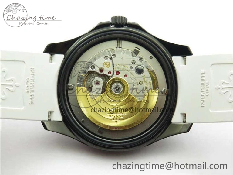 Aquanaut Black Venom DLC ZF 1:1 Best Edition Black Dial on White Rubber Strap 324CS (Free box)