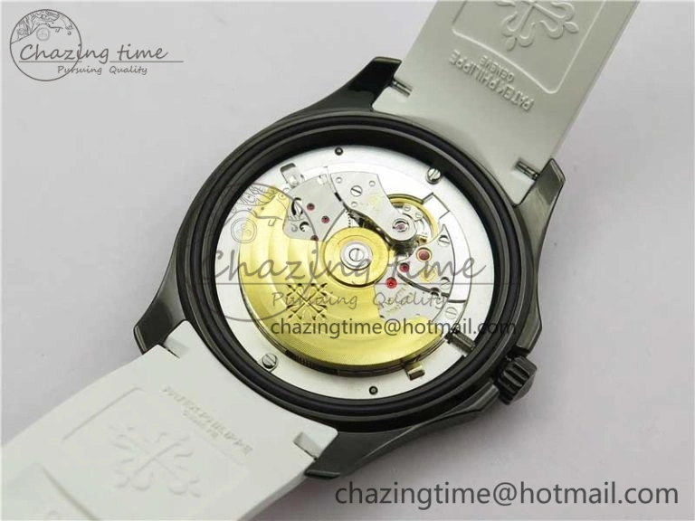 Aquanaut Black Venom DLC ZF 1:1 Best Edition Black Dial on White Rubber Strap 324CS (Free box)