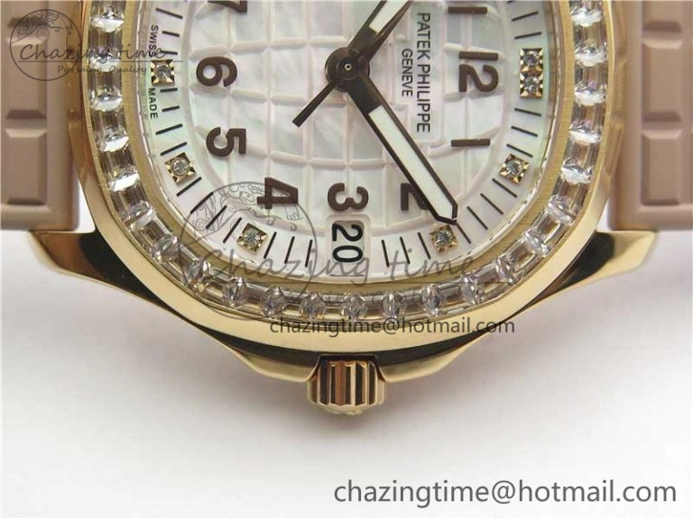 Aquanaut Jumbo 5069A RG PPF 1-1 Best Edition White MOP Dial on Rubber Strap Asian PP324CS(Free box)