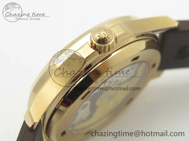 Aquanaut Jumbo 5069A RG TWF Best Edition Brown Dial Diam on Rubber Strap Asian PP324CS (Free Box)