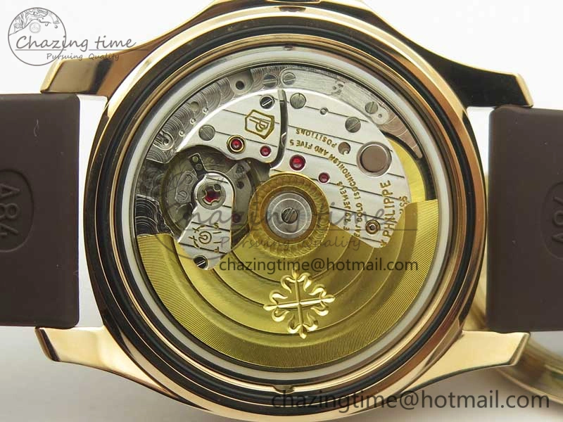 Aquanaut Jumbo 5069A RG TWF Best Edition Brown Dial Diam on Rubber Strap Asian PP324CS (Free Box)