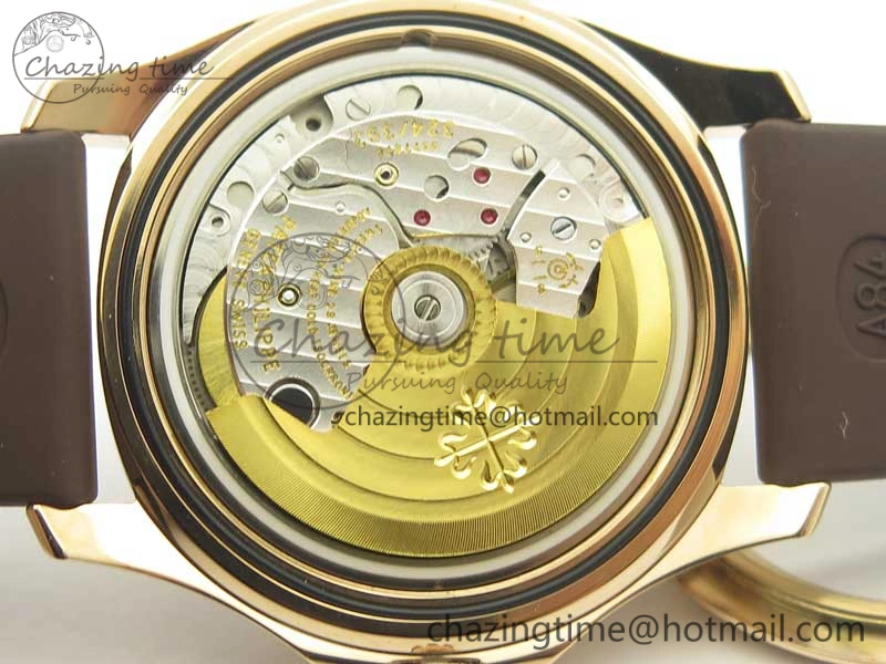 Aquanaut Jumbo 5069A RG TWF Best Edition Brown Dial Diam on Rubber Strap Asian PP324CS (Free Box)
