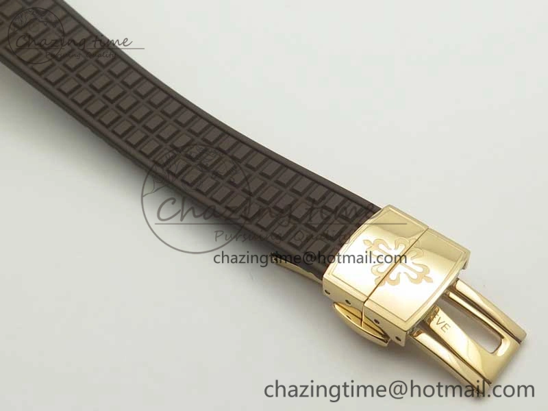 Aquanaut Jumbo 5069A RG TWF Best Edition Brown Dial Diam on Rubber Strap Asian PP324CS (Free Box)