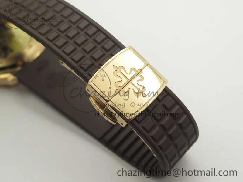 Aquanaut Jumbo 5069A RG TWF Best Edition Brown Dial Diam on Rubber Strap Asian PP324CS (Free Box)