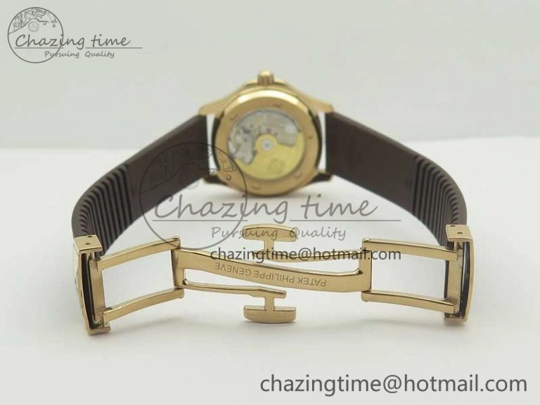 Aquanaut Jumbo 5069A RG TWF Best Edition Brown Dial Diam on Rubber Strap Asian PP324CS (Free Box)
