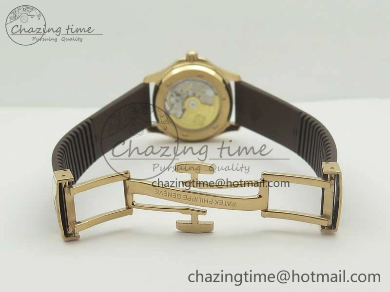 Aquanaut Jumbo 5069A RG TWF Best Edition Brown Dial Diam on Rubber Strap Asian PP324CS (Free Box)