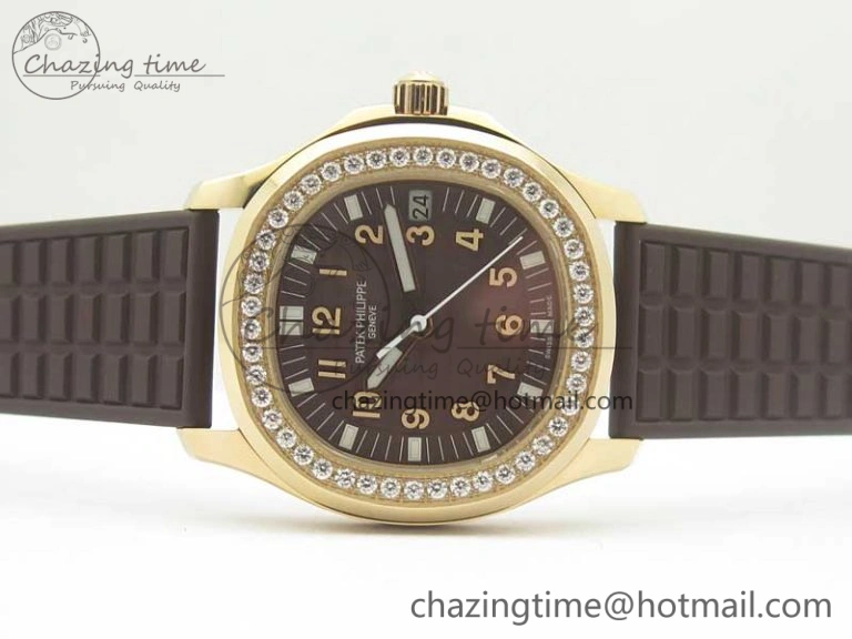 Aquanaut Jumbo 5069A RG TWF Best Edition Brown Dial Diam on Rubber Strap Asian PP324CS (Free Box)